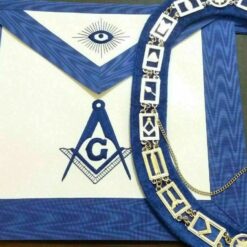 MASONIC BLUE OFFICER MASTER MASON APRON and CHAIN COLLAR, MASTER MASON APRON